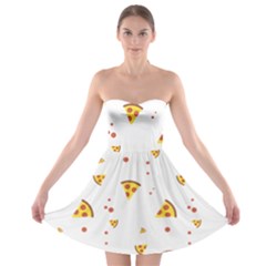 Pizza Pattern Pepperoni Cheese Funny Slices Strapless Bra Top Dress by genx