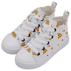 Pizza Pattern Pepperoni Cheese Funny Slices Kids  Mid-top Canvas Sneakers by genx