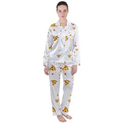 Pizza Pattern Pepperoni Cheese Funny Slices Satin Long Sleeve Pyjamas Set by genx