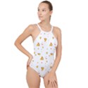 Pizza Pattern pepperoni cheese funny slices High Neck One Piece Swimsuit View1