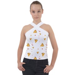 Pizza Pattern Pepperoni Cheese Funny Slices Cross Neck Velour Top by genx