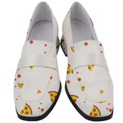 Pizza Pattern Pepperoni Cheese Funny Slices Women s Chunky Heel Loafers by genx