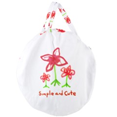 Flowers And Cute Phrase Pencil Drawing Giant Round Zipper Tote by dflcprintsclothing