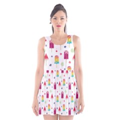 Popsicle Juice Watercolor With Fruit Berries And Cherries Summer Pattern Scoop Neck Skater Dress by genx