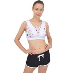 Popsicle Juice Watercolor With Fruit Berries And Cherries Summer Pattern V-back Sports Bra by genx