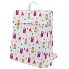 Popsicle Juice Watercolor With Fruit Berries And Cherries Summer Pattern Flap Top Backpack by genx