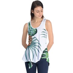 Pineapple Tropical Jungle Giant Green Leaf Watercolor Pattern Sleeveless Tunic by genx