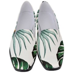 Pineapple Tropical Jungle Giant Green Leaf Watercolor Pattern Women s Classic Loafer Heels by genx