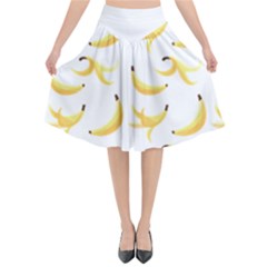 Yellow Banana And Peels Pattern With Polygon Retro Style Flared Midi Skirt by genx