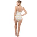 Yellow Banana and peels pattern with polygon retro style High Neck One Piece Swimsuit View2