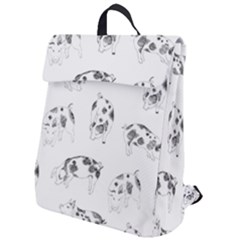 Pigs Handrawn Black And White Square13k Black Pattern Skull Bats Vintage K Flap Top Backpack by genx