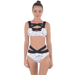 Birds Hand Drawn Outline Black And White Vintage Ink Bandaged Up Bikini Set  by genx