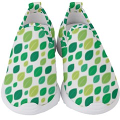 Leaves Green Modern Pattern Naive Retro Leaf Organic Kids  Slip On Sneakers by genx