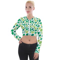 Leaves Green Modern Pattern Naive Retro Leaf Organic Long Sleeve Cropped Velvet Jacket by genx