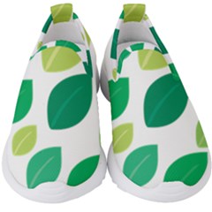 Leaves Green Modern Pattern Naive Retro Leaf Organic Kids  Slip On Sneakers by genx