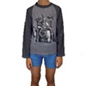 Odin on his Throne with ravens wolf on black stone texture Kids  Long Sleeve Swimwear View1