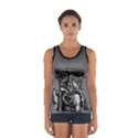 Odin on his Throne with ravens wolf on black stone texture Sport Tank Top  View1