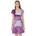 Purple Dahlias Design Short Sleeve Skater Dress View1