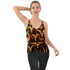 Stylised Horns Black Pattern Chiffon Cami by HermanTelo