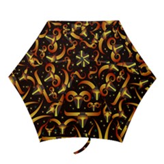 Stylised Horns Black Pattern Mini Folding Umbrellas by HermanTelo