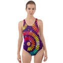 Abstract Background Spiral Colorful Cut-Out Back One Piece Swimsuit View1