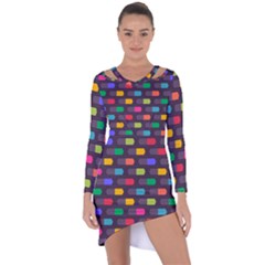 Background Colorful Geometric Asymmetric Cut-out Shift Dress by HermanTelo