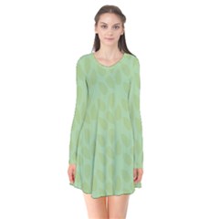 Leaves - Light Green Long Sleeve V-neck Flare Dress by WensdaiAmbrose