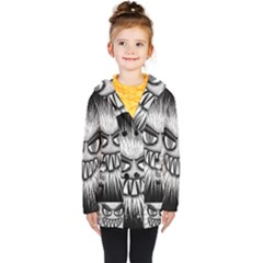 Monster Black White Eyes Kids  Double Breasted Button Coat by HermanTelo