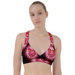 Monster Red Eyes Aggressive Fangs Sweetheart Sports Bra by HermanTelo