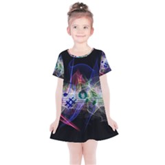 Particles Music Clef Wave Kids  Simple Cotton Dress by HermanTelo