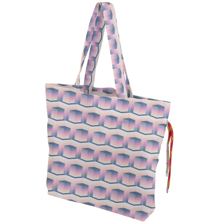 Seamless Pattern Background Cube Drawstring Tote Bag