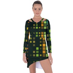 Abstract Plaid Asymmetric Cut-out Shift Dress by HermanTelo