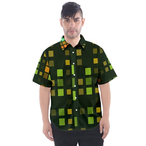 Abstract Plaid Men s Short Sleeve Shirt by HermanTelo