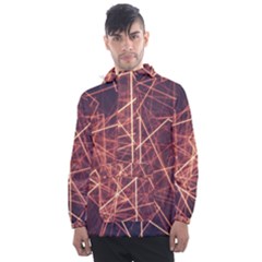 Light Fiber Black Fractal Art Men s Front Pocket Pullover Windbreaker by HermanTelo