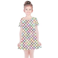 Grid Colorful Multicolored Square Kids  Simple Cotton Dress by HermanTelo