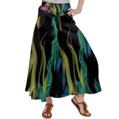 Smoke Rainbow Colors Colorful Fire Satin Palazzo Pants by HermanTelo