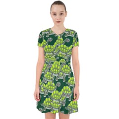 Seamless Turtle Green Adorable In Chiffon Dress by HermanTelo