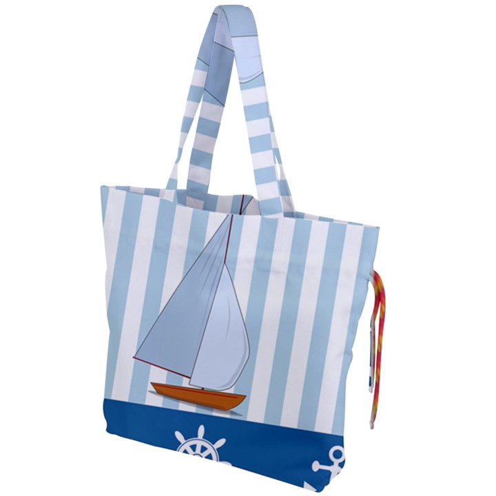 Yacht Boat Nautical Ship Drawstring Tote Bag