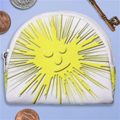 Smilie Sun Emoticon Yellow Cheeky Horseshoe Style Canvas Pouch by HermanTelo