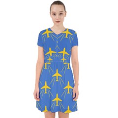 Aircraft Texture Blue Yellow Adorable In Chiffon Dress by HermanTelo