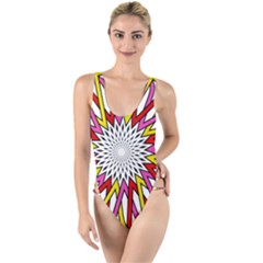 Sun Abstract Mandala High Leg Strappy Swimsuit by HermanTelo