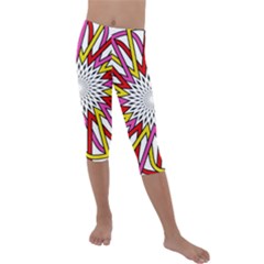 Sun Abstract Mandala Kids  Lightweight Velour Capri Leggings  by HermanTelo