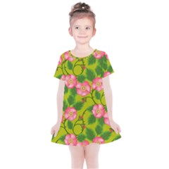 Roses Flowers Pattern Bud Pink Kids  Simple Cotton Dress by HermanTelo