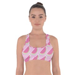 Melons Pattern Food Fruits Melon Cross Back Sports Bra by Pakrebo