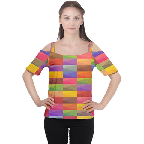 Abstract Background Geometric Cutout Shoulder Tee by Mariart