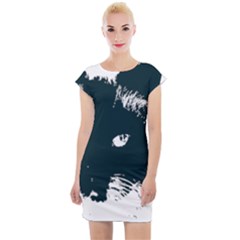 Cat Nature Design Animal Skin Black Cap Sleeve Bodycon Dress by HermanTelo