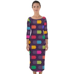 Background Colorful Geometric Quarter Sleeve Midi Bodycon Dress by HermanTelo