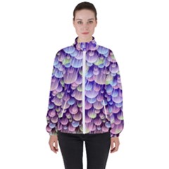 Abstract Background Circle Bubbles Space Women s High Neck Windbreaker by HermanTelo