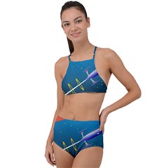 Rocket Spaceship Space Galaxy High Waist Tankini Set by HermanTelo