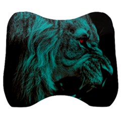 Angry Male Lion Predator Carnivore Velour Head Support Cushion by Sudhe